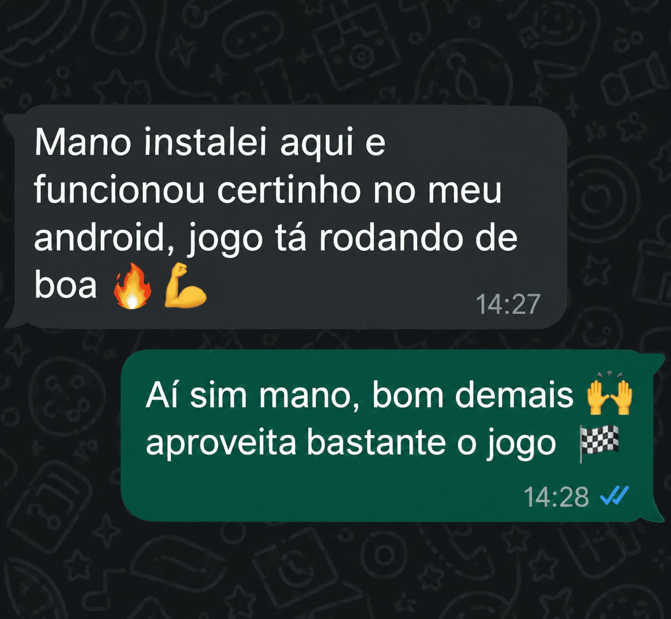 Mensagem sobre instalação e funcionamento no Android