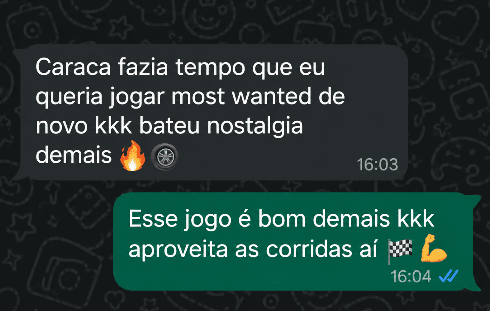 Mensagem sobre voltar a jogar Most Wanted